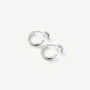 Showcase of Huggie Hoop Clip-On Earrings in White Gold, highlighting the sleek and elegant finish.