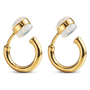 18K yellow gold-plated huggie hoop clip-on earrings on a white background.