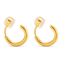 A pair of gold hoop clip on earrings, shown against a plain white background.