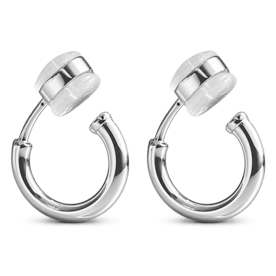 Huggie Creolen Clip-On Oorbellen Witgoud