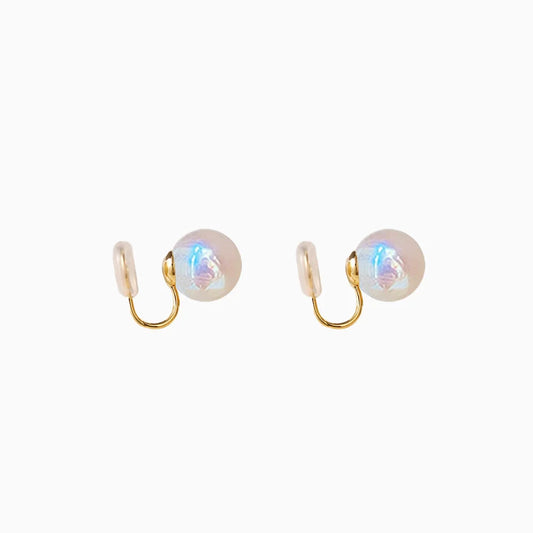 Iridescent Pearl Clip-On Earrings