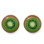 A pair of no-piercing Sweet Kiwi Magnetic Stud Earrings, showcasing their detailed resin fruit slice design, isolated on a white background.