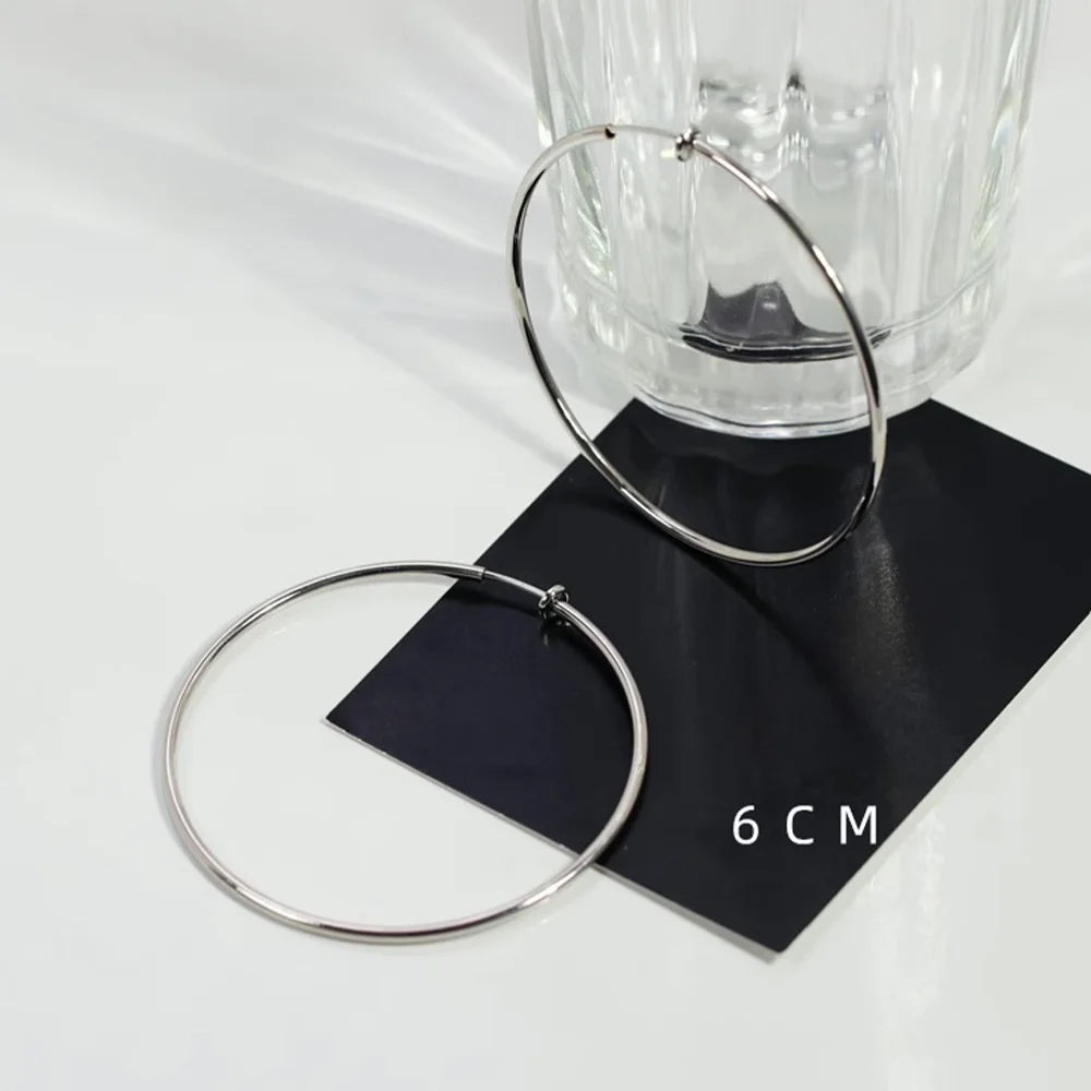 Large Hoop Clip-On Earrings in Silver