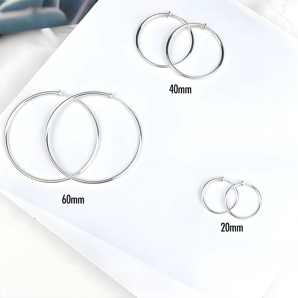 Large Hoop Clip-On Earrings in Silver