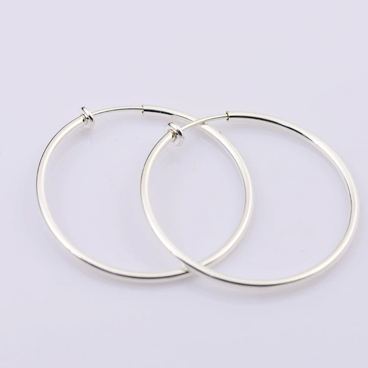 Large Hoop Clip-On Earrings in Silver