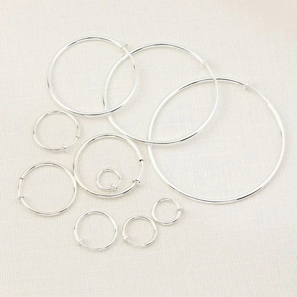 Large Hoop Clip-On Earrings in Silver