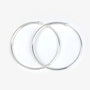 Silver large hoop clip-on earrings front view on white background