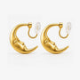 Front view of Lunar Face Gold Rotating Clip-On Earrings highlighting the crescent moon design.