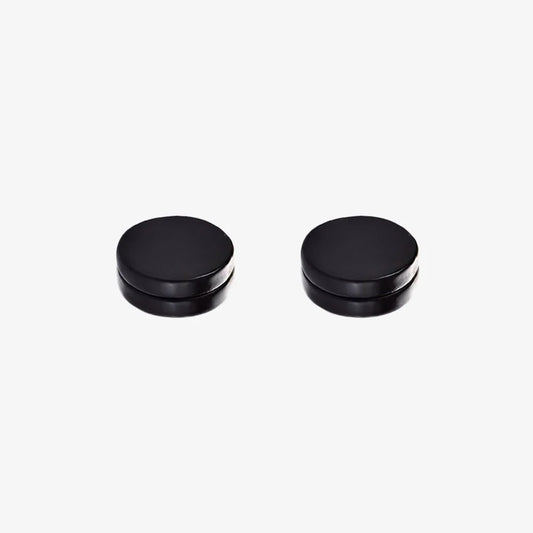 Matte Black Round Magnetic Stud Earrings