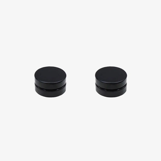 Matte Black Round Magnetic Stud Earrings