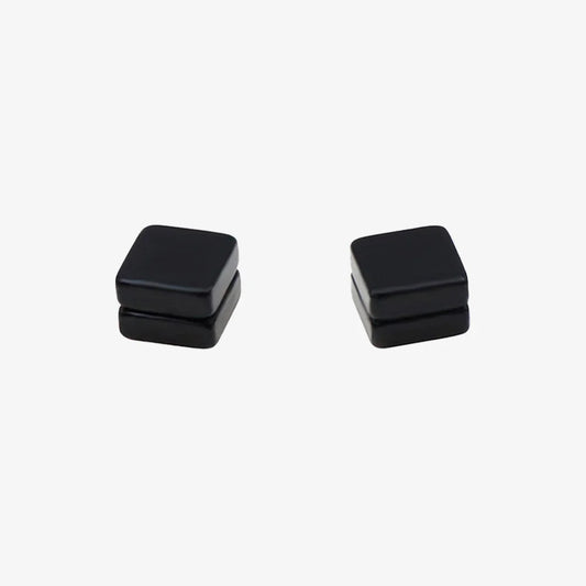 Matte Black Square Magnetic Stud Earrings main view