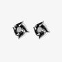 Metallic Windmill Magnetic Stud Earrings with Black Zircon