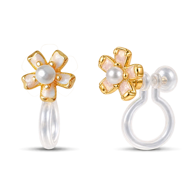 Mini Pearl Flower Invisible Clip-On Stud Earrings