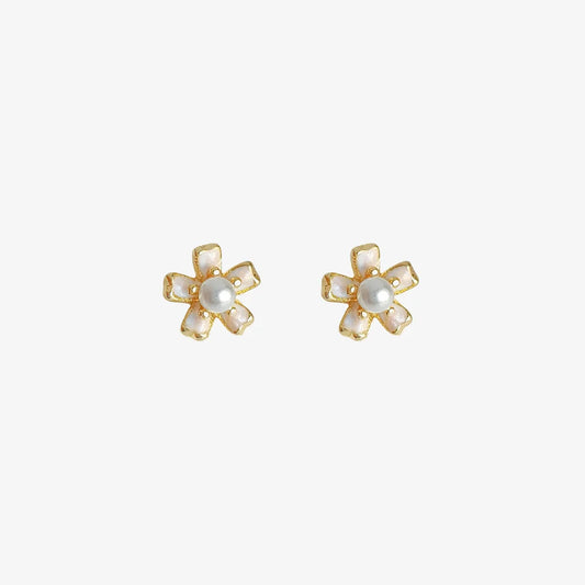 Mini Pearl Flower Invisible Clip-On Stud Earrings