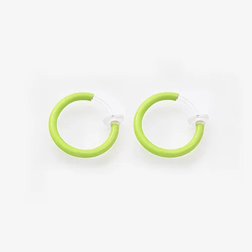 Mini orecchini a cerchio con clip Glow - Verde