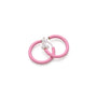 A pair of pink glow-in-the-dark clip on earrings, shown on a solid white background.