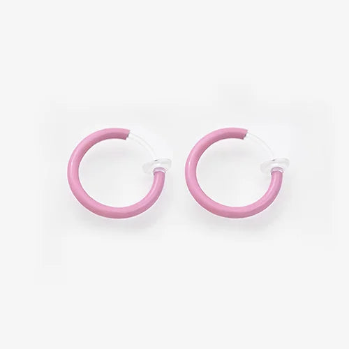 Mini orecchini a cerchio con clip Glow - Rosa