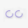 Purple Mini Glow Clip-On Hoop Earrings front view on white background, glossy finish