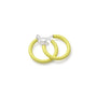 Two soft yellow glow-in-the-dark clip on earrings, shown on a plain white background.