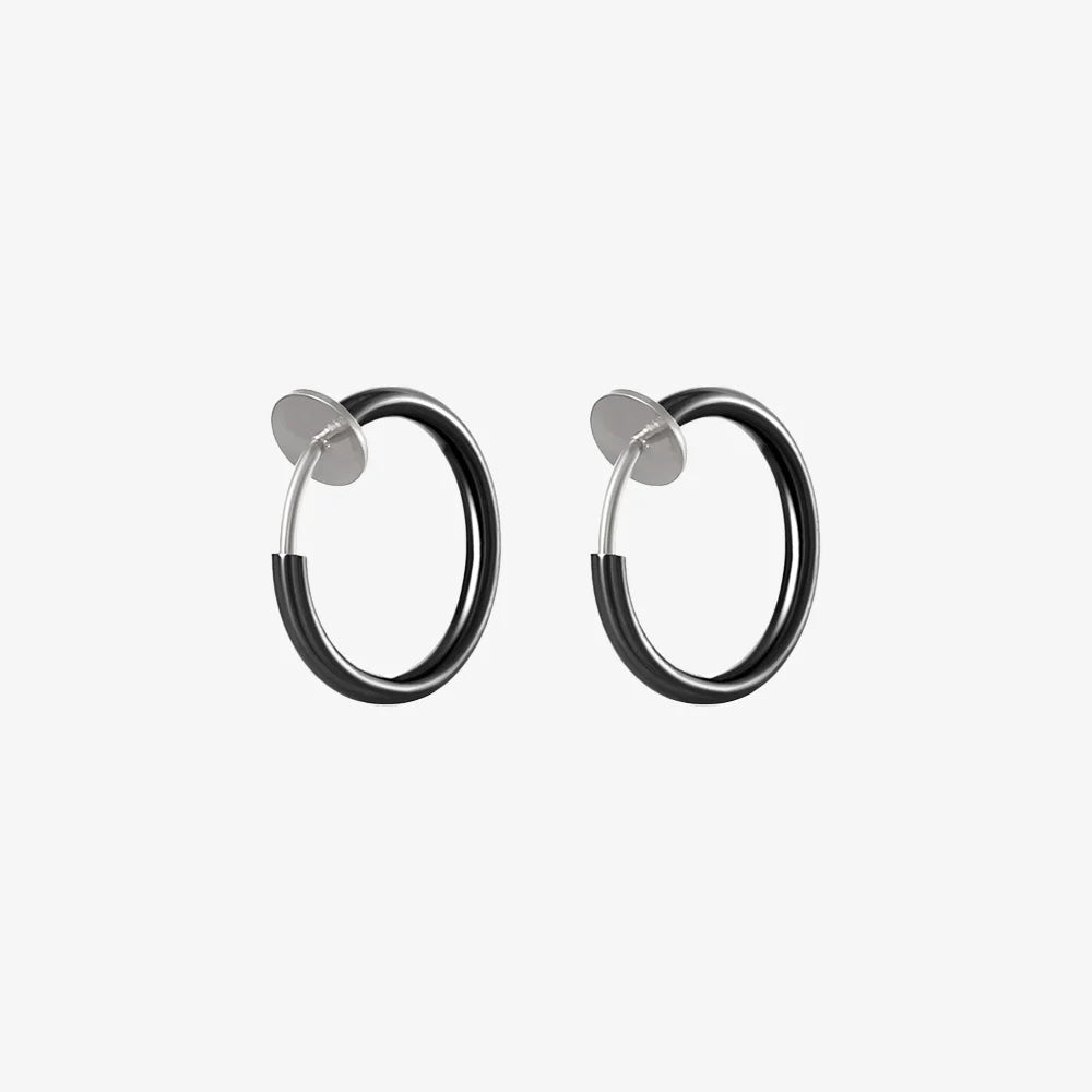 Mini Hoop Clip On Earrings in Black