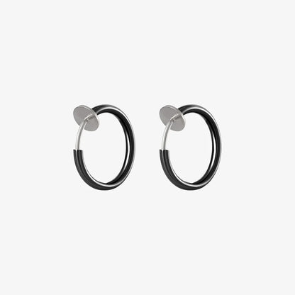 Mini Hoop Clip On Earrings in Black