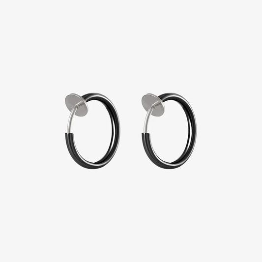 Mini Hoop Clip On Earrings in Black