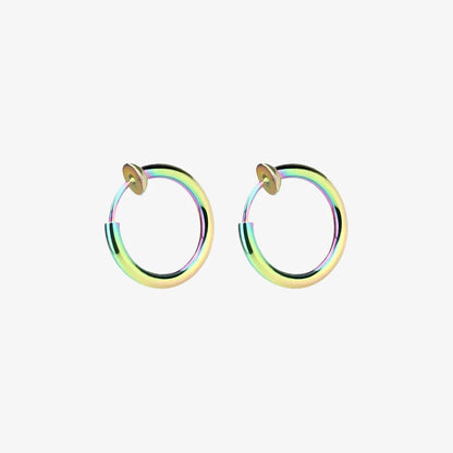 Mini Hoop Clip On Earrings in Iridescent