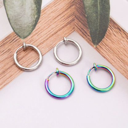 Mini Hoop Clip On Earrings in Iridescent