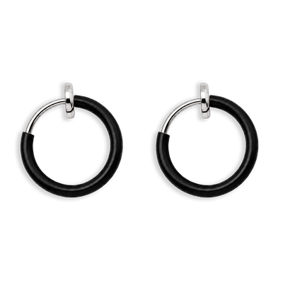 Mini Hoop Clip On Earrings in Black