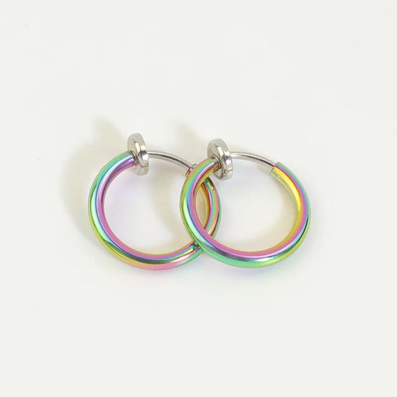 Mini Hoop Clip On Earrings in Iridescent