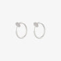 Silver mini hoop clip on earrings front view on white background