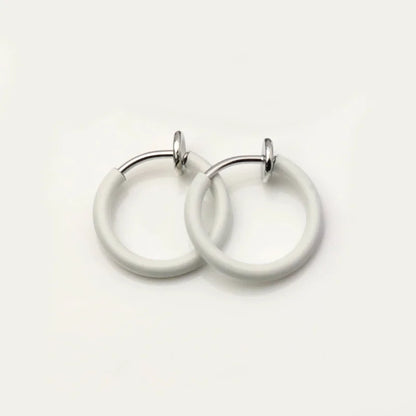 Mini Hoop Clip On Earrings in White