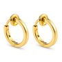 Gold Mini Square Tube Clip-On Hoop Earrings with a 14k gold plated finish and sliding spring-ring clip design.
