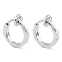 Silver Mini Square Tube Clip-On Hoop Earrings with a sleek silver-plated finish and sliding spring-ring clip design.