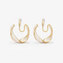 Pearlescent Wave Clip-On Hoop Earrings — pair in gold and cream, front view on white background