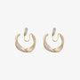 Pearlescent Wave Clip-On Hoop Earrings in gold and cream, front view on white background