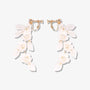 Petal Pearl Cascade Screw Back Clip-On Earrings with light ceramic floral design and faux pearls for weddings.