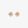 Gold floral clip-on earrings with faux pearls for non-pierced ears