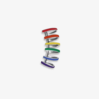 Isolated Rainbow Conch Ear Cuff with a dynamic color arrangement, an ideal accessory for dates or special events, celebrating diversity and pride with every wear.