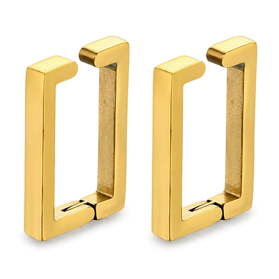 Rectangle Clip On Hoop Earrings In Gold