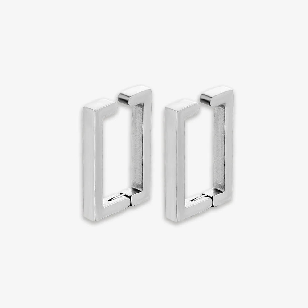 Discover the sleek, architectural design of our Rectangle Clip-On Hoop Earrings. 