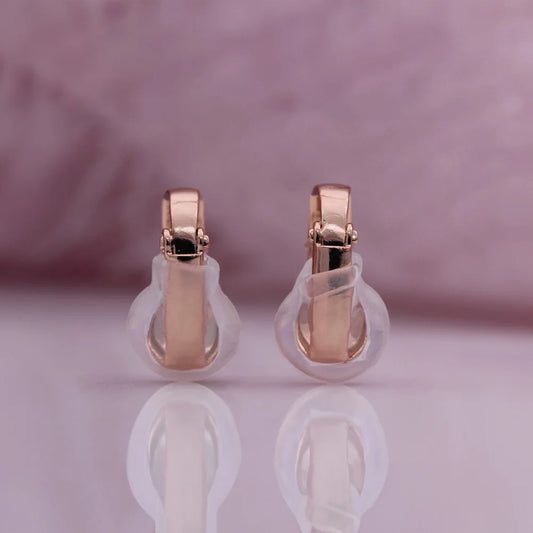 Rechteckige Ohrclips aus Roségold mit Zirkonia-Pavé