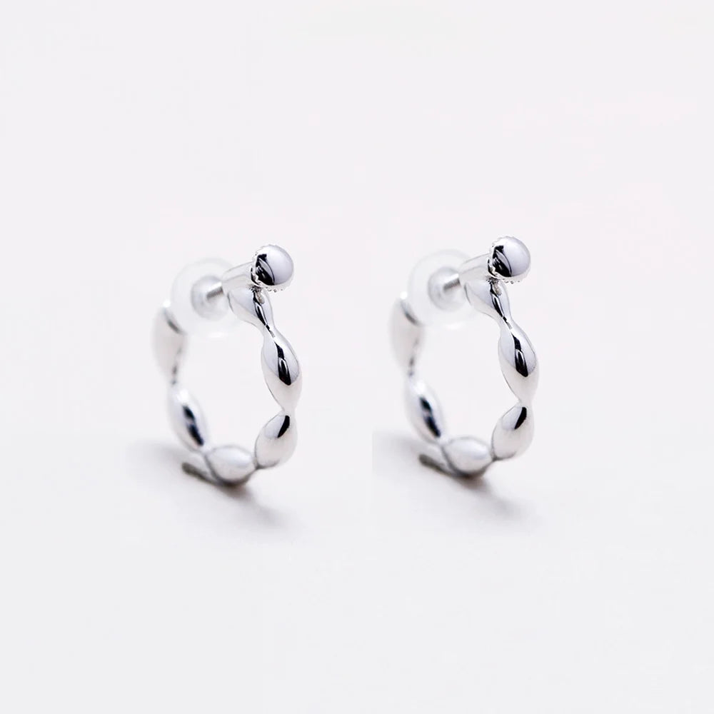 Boucles d'oreilles créoles à clip tressées S925 pour femmes