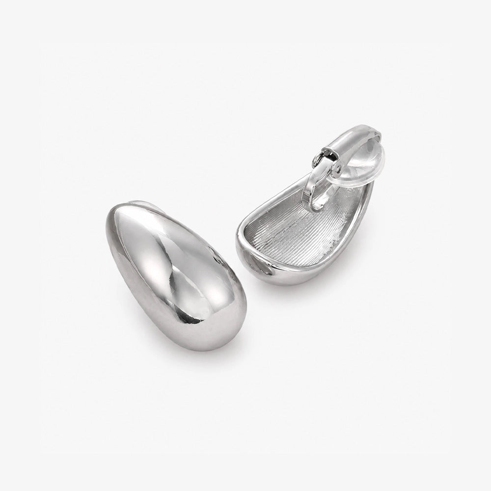 Chunky Drop Clip On Earrings Silver
