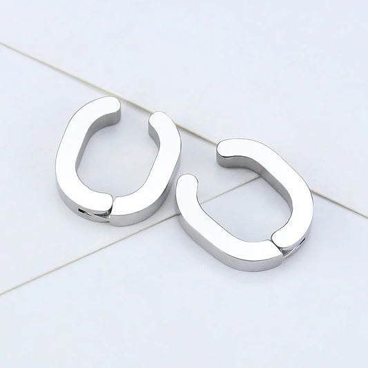 Silver Horseshoe Clip-On Hoop Earrings close-up.