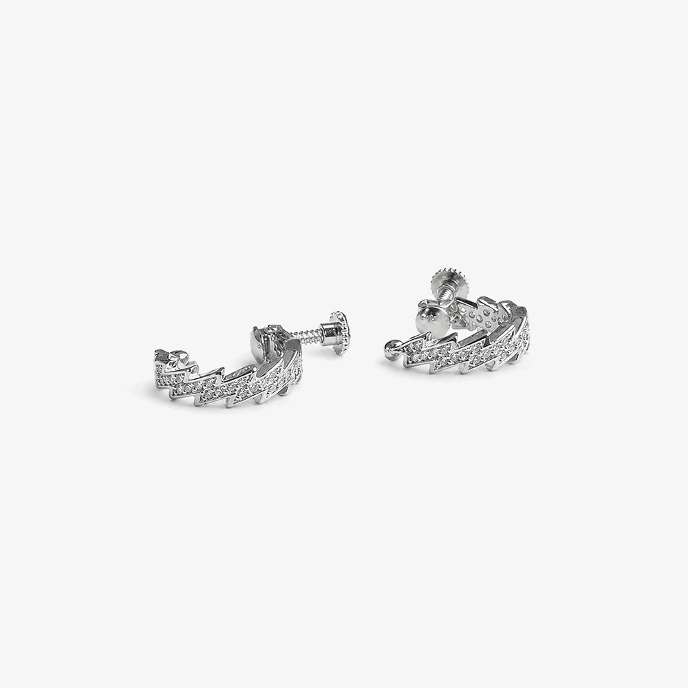 Orecchini a cerchio a clip Spike Zirconia in oro bianco