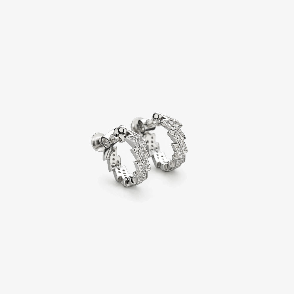 Orecchini a cerchio a clip Spike Zirconia in oro bianco