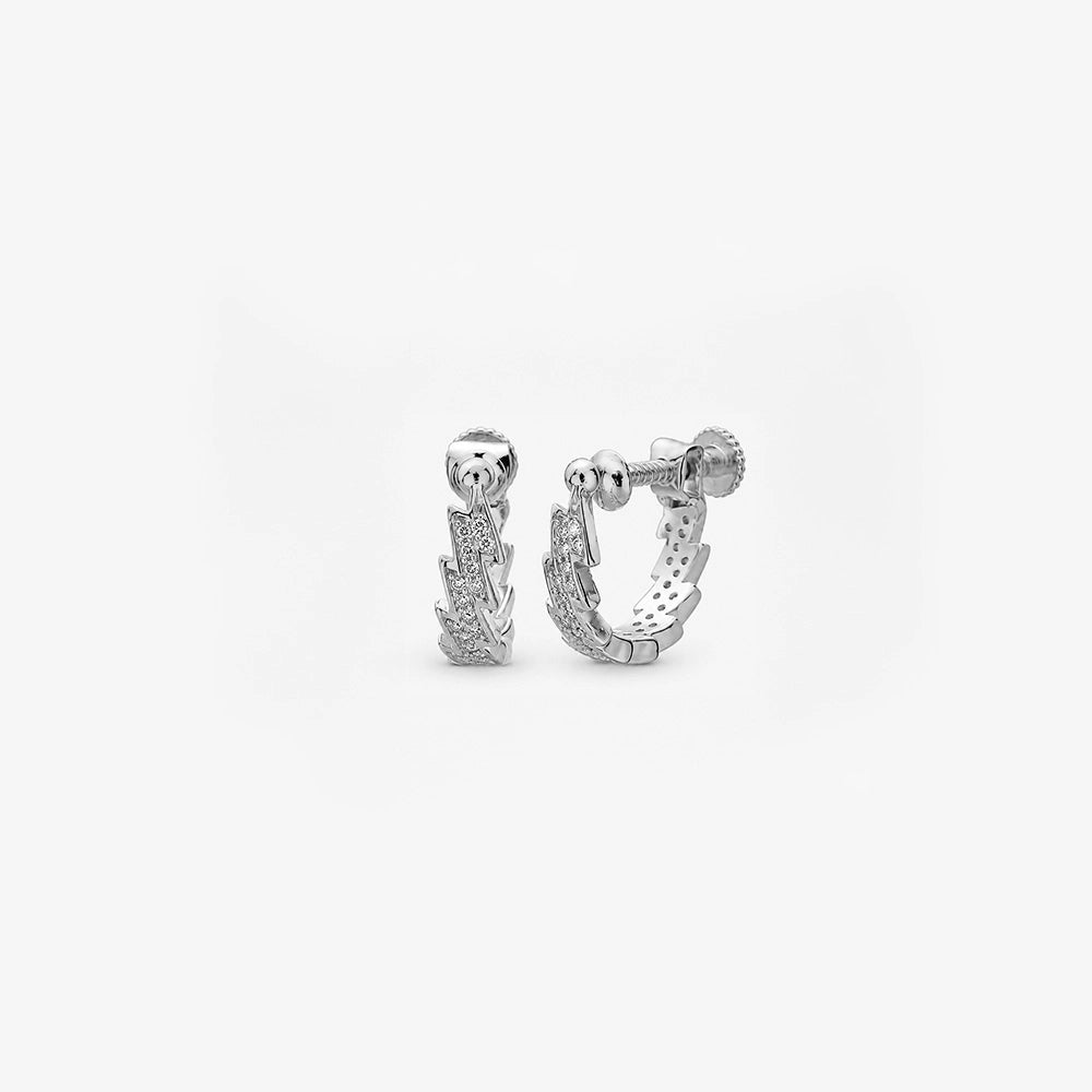 Orecchini a cerchio a clip Spike Zirconia in oro bianco