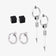 Silver Strength Trio Clip-On Earring Set displayed on white background featuring black studs, silver hoops, and arrow charm earrings