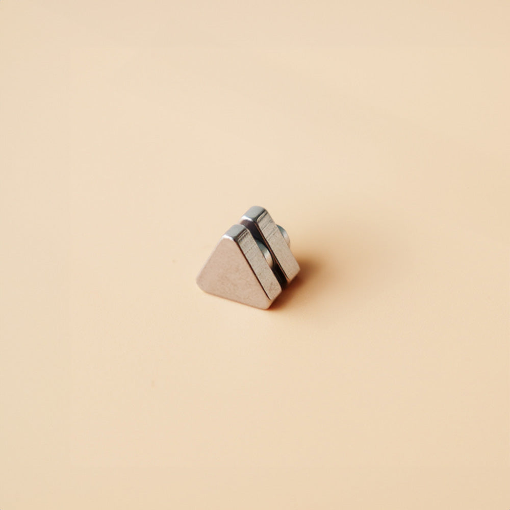 mens magnetic triangle stud earrings in stainless steel silver are a trendy and secure choice for non-pierced ears